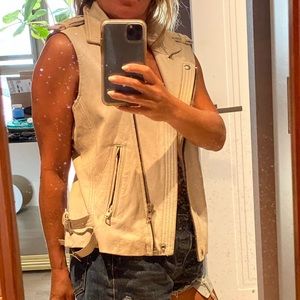 White leather motorcycle vest